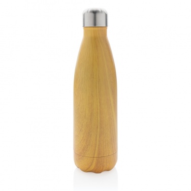 Logo trade promotional giveaways image of: Vacuum insulated stainless steel bottle with wood print
