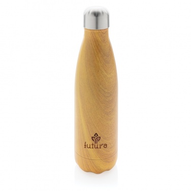Logo trade promotional merchandise image of: Vacuum insulated stainless steel bottle with wood print