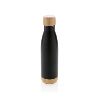 Logo trade promotional giveaways picture of: Vacuum stainless steel bottle with bamboo lid and bottom