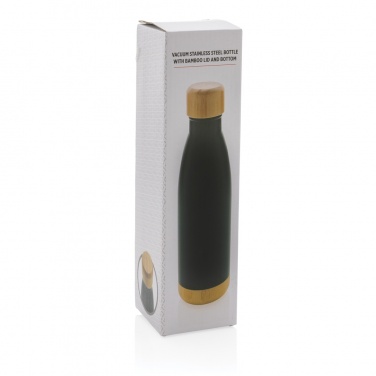 Logotrade corporate gift image of: Vacuum stainless steel bottle with bamboo lid and bottom
