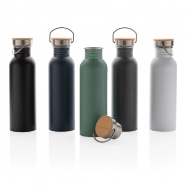 Logo trade promotional merchandise photo of: Modern stainless steel bottle with bamboo lid
