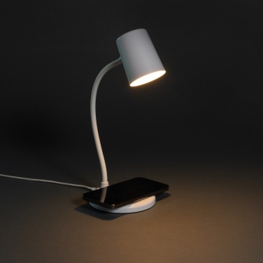 Logo trade promotional product photo of: Zenara RCS recycled plastic and cork 15W wireless desk lamp