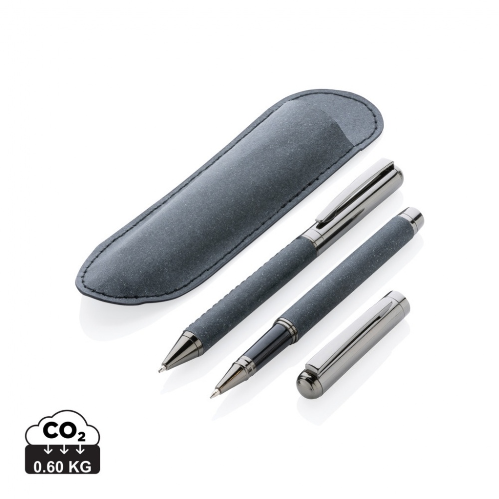 Logo trade advertising products picture of: Recycled leather pen set