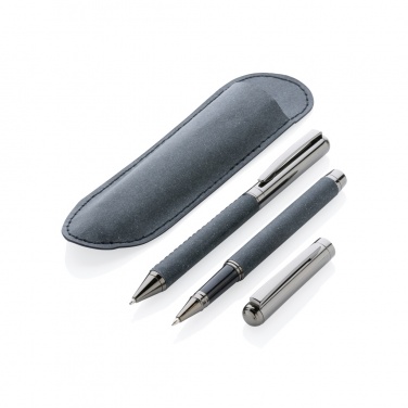 Logo trade advertising products image of: Recycled leather pen set