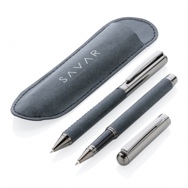Logo trade corporate gifts image of: Recycled leather pen set