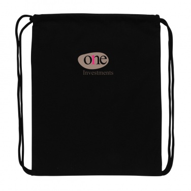 Logo trade corporate gift photo of: Impact AWARE™ recycled cotton drawstring backpack 145g