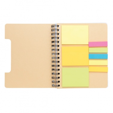 Logo trade corporate gifts image of: A5 Kraft spiral notebook with sticky notes
