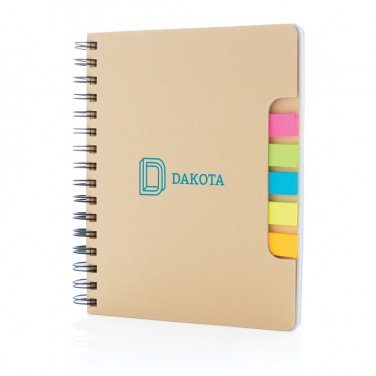 Logo trade advertising products image of: A5 Kraft spiral notebook with sticky notes