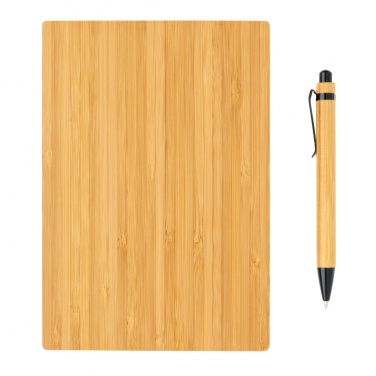Logo trade promotional items image of: A5 Bamboo notebook & pen set