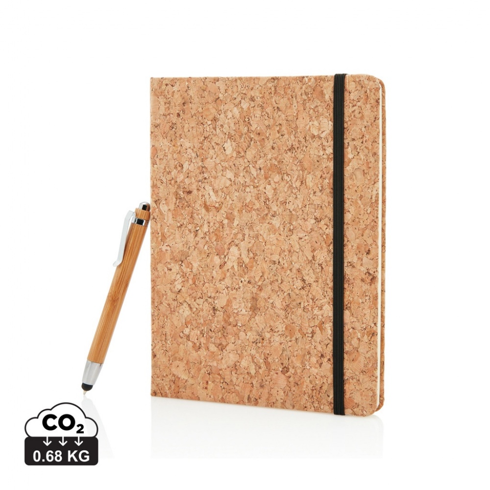 Logotrade advertising product picture of: A5 notebook with bamboo pen including stylus