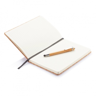 Logotrade promotional gift image of: A5 notebook with bamboo pen including stylus