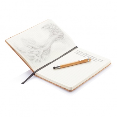 Logotrade promotional giveaways photo of: A5 notebook with bamboo pen including stylus