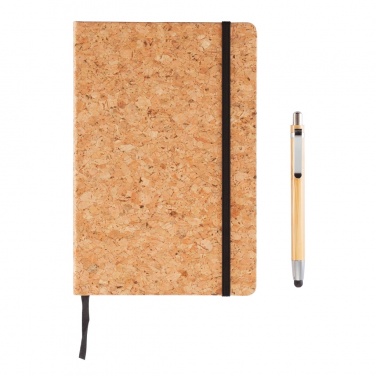 Logo trade promotional product photo of: A5 notebook with bamboo pen including stylus