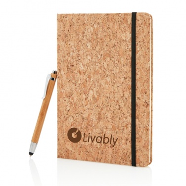 Logotrade business gifts photo of: A5 notebook with bamboo pen including stylus