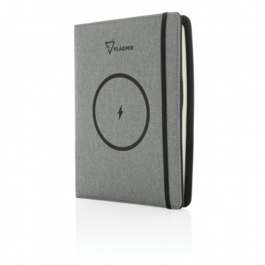 Logo trade promotional gifts image of: Air 5W wireless charging notebook with 5000mAh powerbank