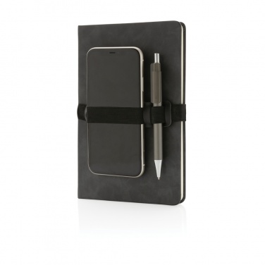 Logo trade advertising product photo of: Deluxe hardcover PU notebook A5 with phone and pen holder