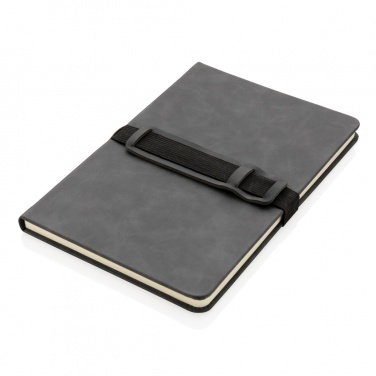 Logo trade corporate gift photo of: Deluxe hardcover PU notebook A5 with phone and pen holder