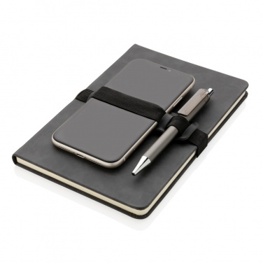Logo trade promotional gifts image of: Deluxe hardcover PU notebook A5 with phone and pen holder