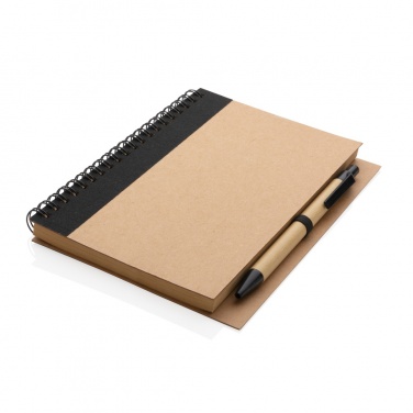 Logo trade promotional items picture of: Kraft spiral notebook with pen