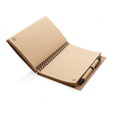 Logo trade promotional merchandise picture of: Kraft spiral notebook with pen