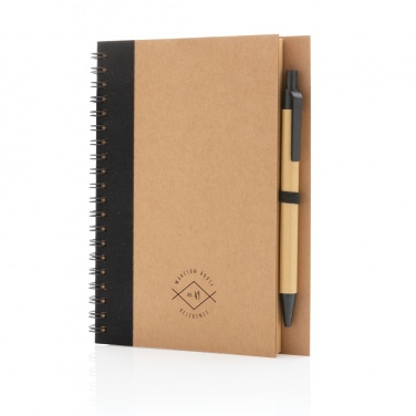 Logo trade promotional gift photo of: Kraft spiral notebook with pen