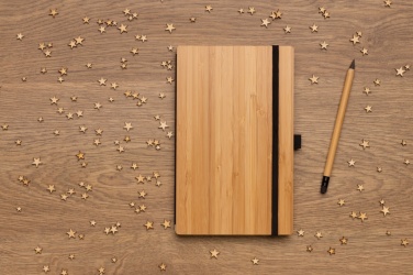 Logo trade corporate gift photo of: Bamboo notebook and infinity pencil set