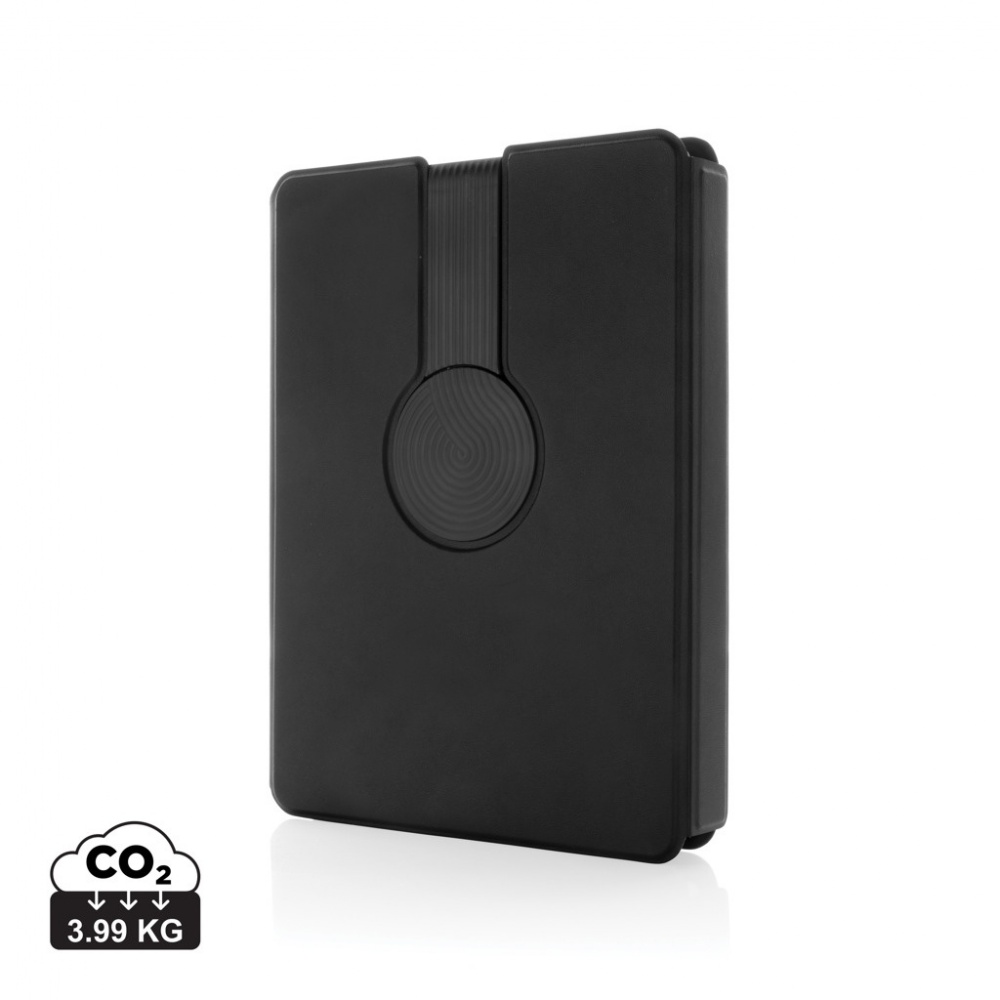 Logo trade corporate gifts picture of: Swiss Peak RCS rePU notebook with 2-in-1 wireless charger