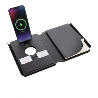 Logo trade promotional giveaway photo of: Swiss Peak RCS rePU notebook with 2-in-1 wireless charger