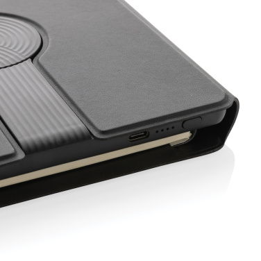 Logo trade promotional merchandise picture of: Swiss Peak RCS rePU notebook with 2-in-1 wireless charger