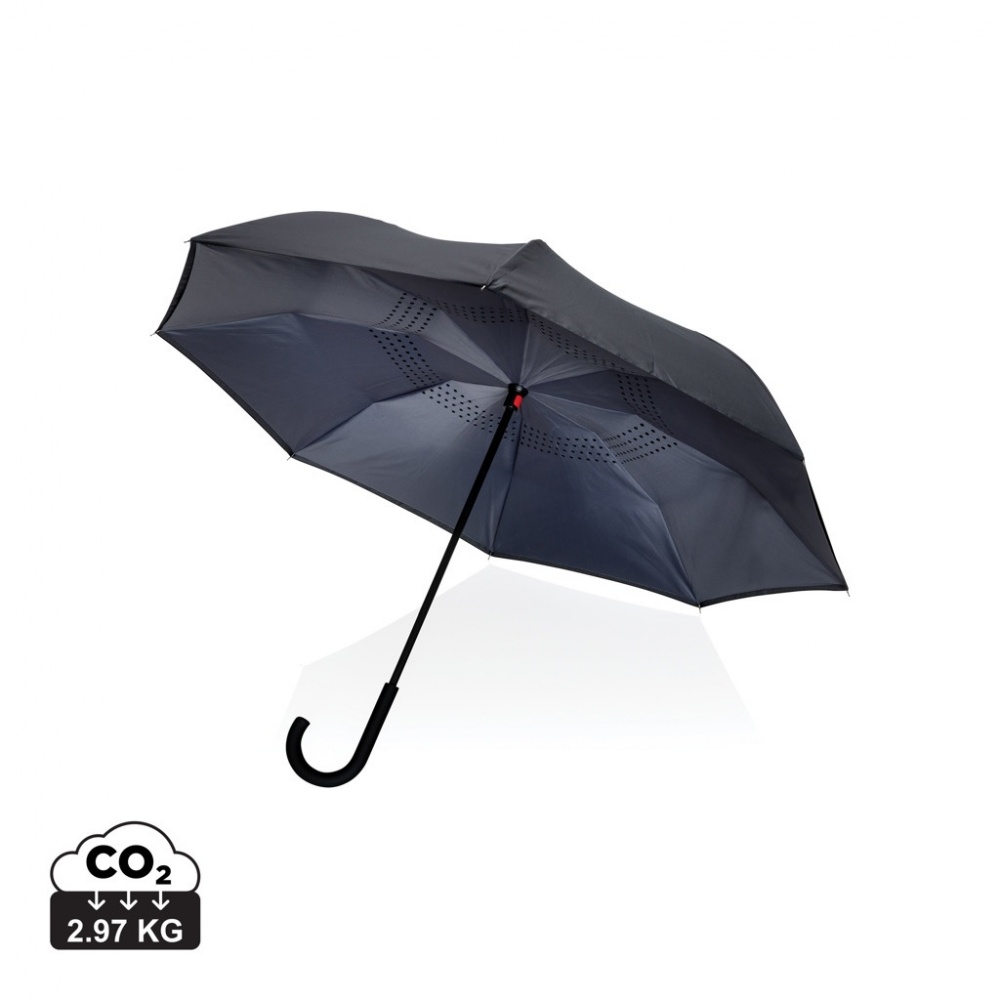 Logo trade business gift photo of: 23" Impact AWARE™ RPET 190T reversible umbrella