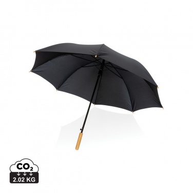 Logo trade promotional gifts picture of: 27" Impact AWARE™ RPET 190T auto open bamboo umbrella