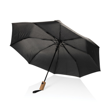 Logotrade advertising product image of: Kaycey 21" AWARE™ RPET Acacia wood mini auto open umbrella