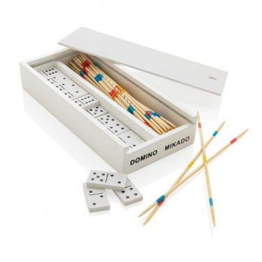 Logo trade promotional gifts picture of: Deluxe mikado/domino in wooden box