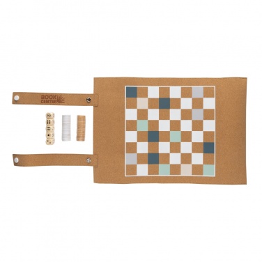 Logo trade promotional giveaways image of: Britton cork foldable backgammon and checkers game set