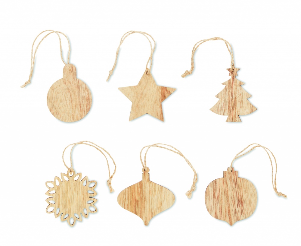 Logo trade promotional items image of: Set of wooden Xmas ornaments