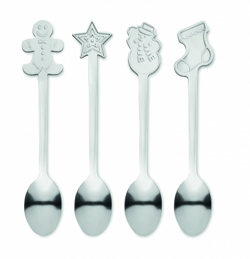 Logotrade corporate gift image of: Set of 4 Christmas tea spoon