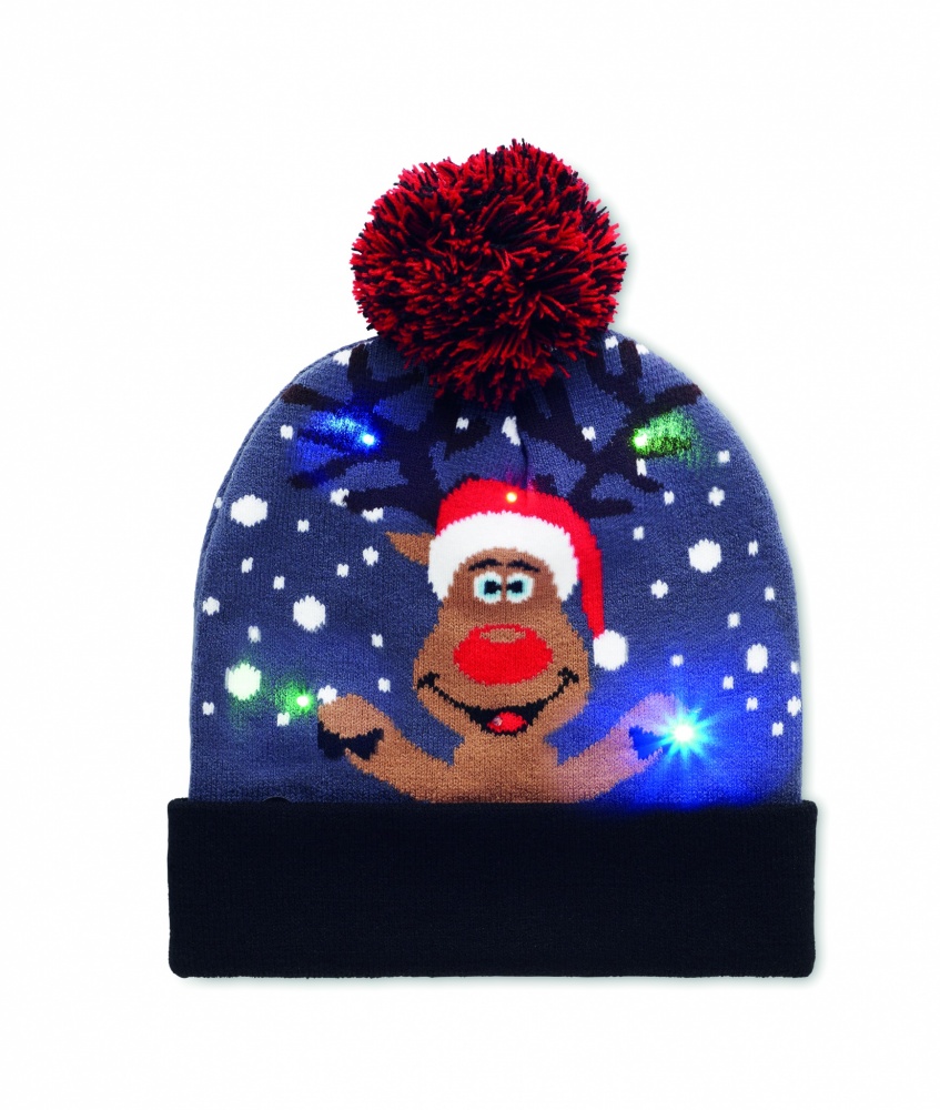Logo trade promotional giveaway photo of: Christmas knitted beanie LED