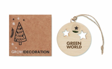 Logo trade promotional items image of: Wooden bauble shape hanger