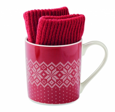 Logo trade promotional gifts image of: Winter gift mug and gloves set
