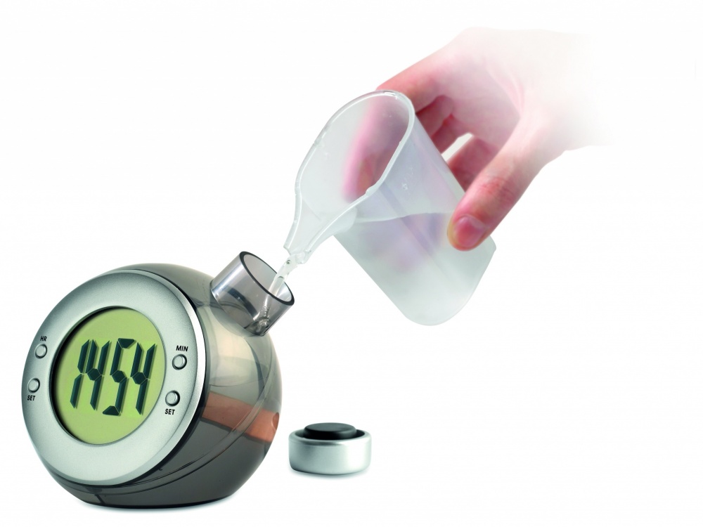 Logo trade promotional merchandise photo of: Water powered LCD desk clock