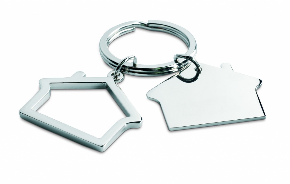 Logo trade promotional items image of: Metal key ring house shape Jyvaskyla