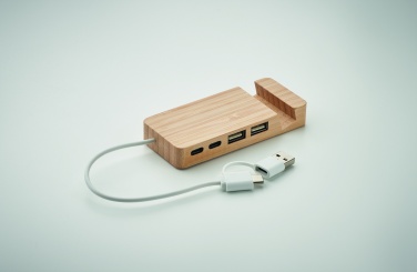 Logotrade promotional merchandise photo of: Bamboo USB 4 ports hub