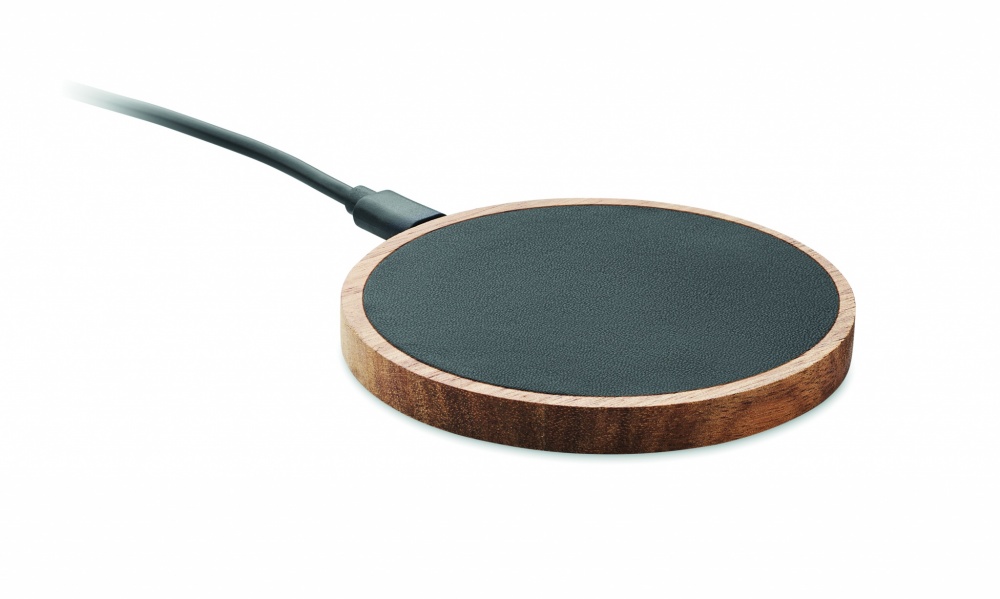Logo trade promotional giveaways image of: Wireless charger in acacia 15W