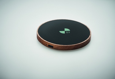 Logo trade promotional giveaways image of: Wireless charger in acacia 15W