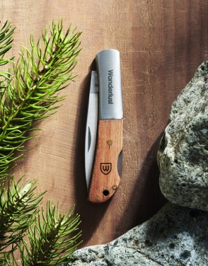 Logo trade promotional gift photo of: Foldable knife in acacia wood