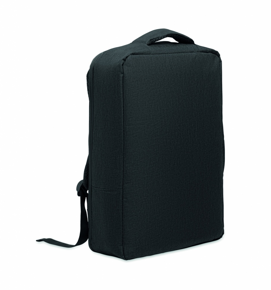 Logotrade promotional merchandise image of: A safe 15-inch laptop backpack made of 300D RPET with a 210D RPET lining and customizable printing.