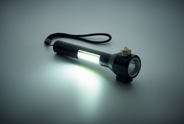Logotrade corporate gift picture of: 3-in-1 aluminum flashlight with an emergency hammer and seatbelt cutter, customizable with printing