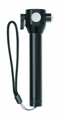 Logotrade promotional items photo of: 3-in-1 aluminum flashlight with an emergency hammer and seatbelt cutter, customizable with printing