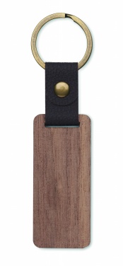 Logo trade promotional gift photo of: Key ring in walnut and PU Kokkola