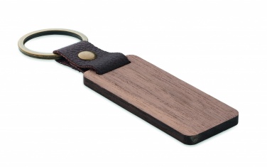Logo trade promotional gift photo of: Key ring in walnut and PU Kokkola